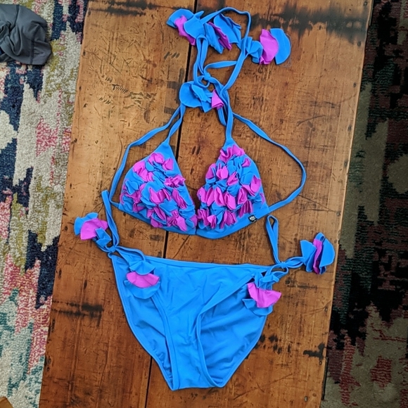 La Vie En Rose aqua 2 piece swimsuit - Picture 1 of 6